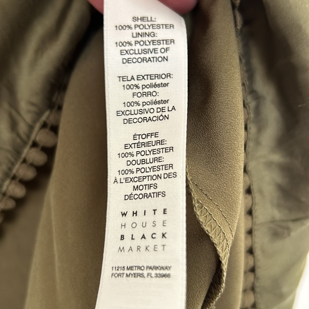 White House Black Market Military Skirt Olive Green Size SP Tiered Lace Trim - Picture 9 of 12